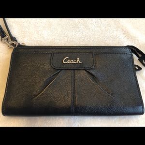 EUC Black Leather Coach Wristlet